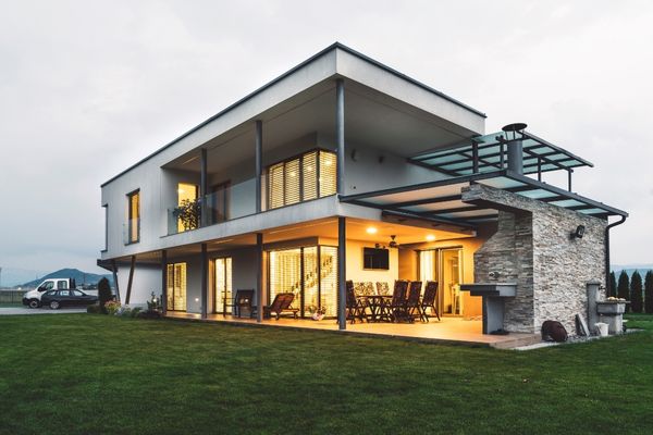 Stylish house overlooking serene mountain peaks
