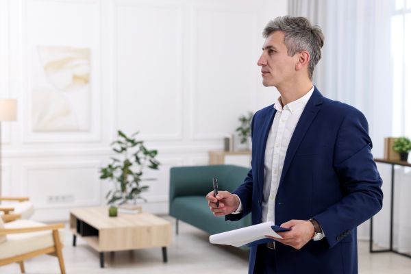 Appraiser inspecting an apartment.