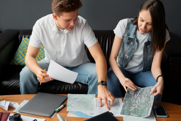 Couple preparing the documents
