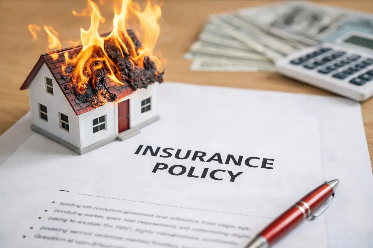Home insurance policy and calculator showing risk of being underinsured on replacement cost