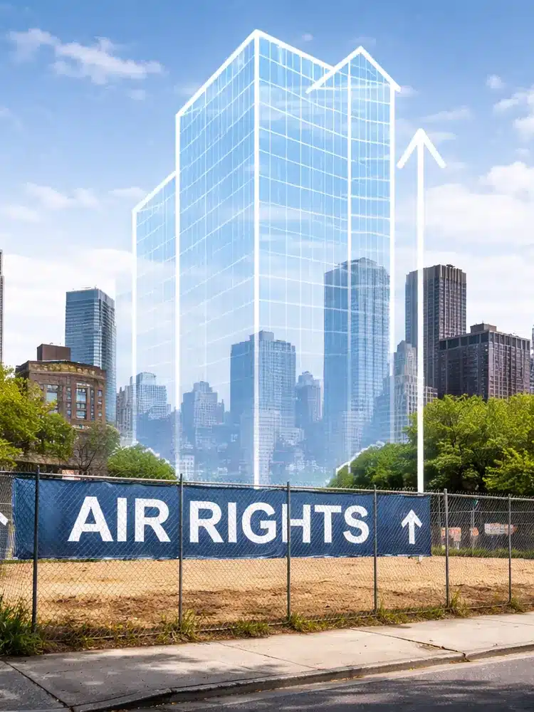 Vacant land site in New York City illustrating development potential and transferable air rights