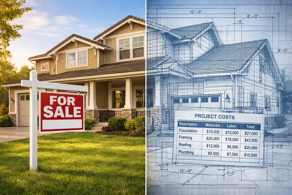 Concept image showing home appraised value versus replacement cost estimate side by side