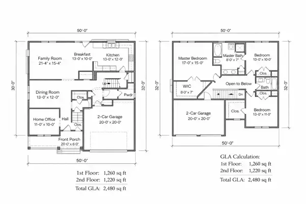Computer-generated floor plan sketch with GLA calculations used in home appraisal measurements