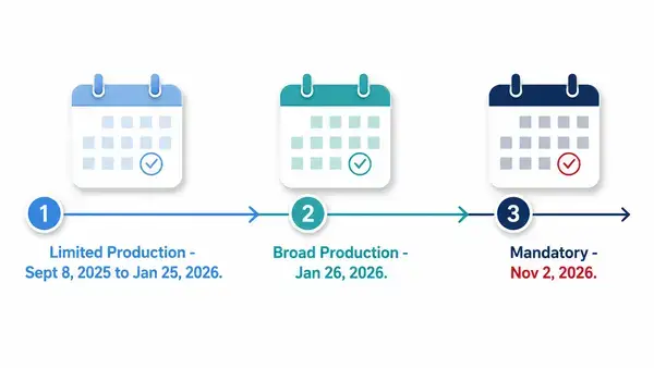 UAD 3.6 rollout timeline infographic showing mandatory November 2026 deadline
