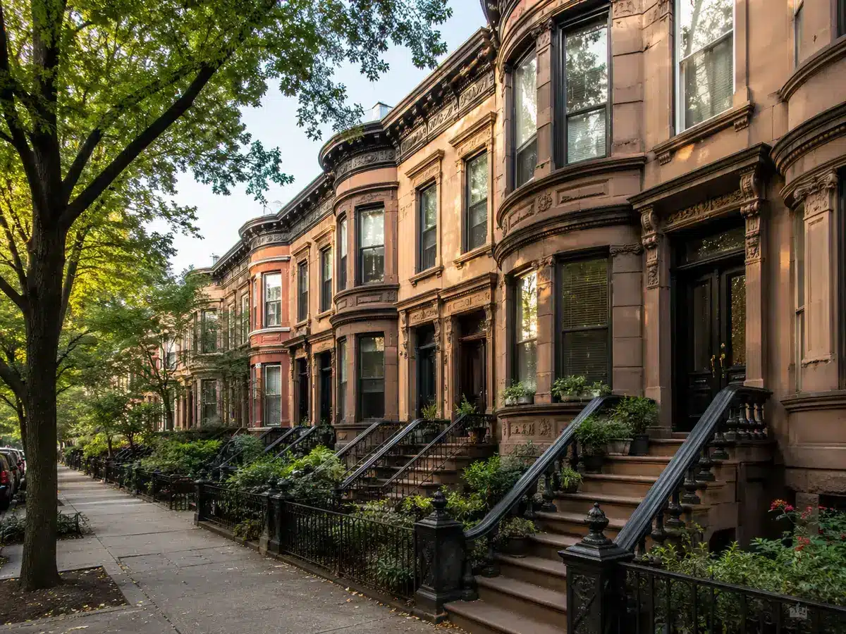 Row of Brooklyn brownstones illustrating NYC estate property for gift tax appraisal