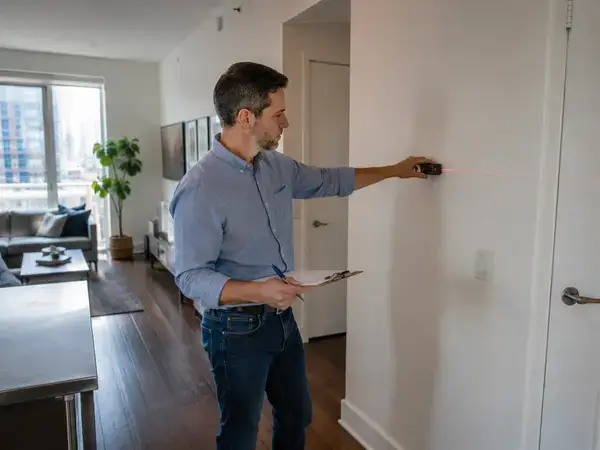 Real estate appraiser measuring a NYC apartment to support a gift tax appraisal value
