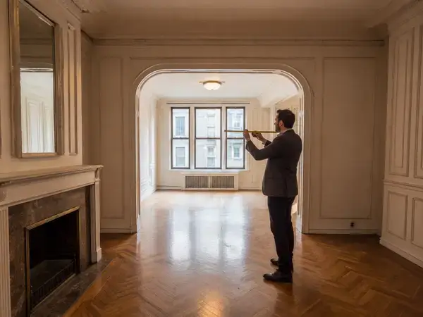 Appraiser assessing a prewar NYC apartment condition