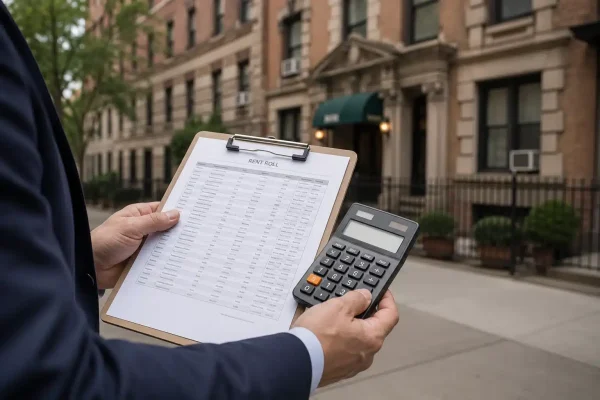 Appraiser reviewing a rent roll to value a rent controlled property in NYC